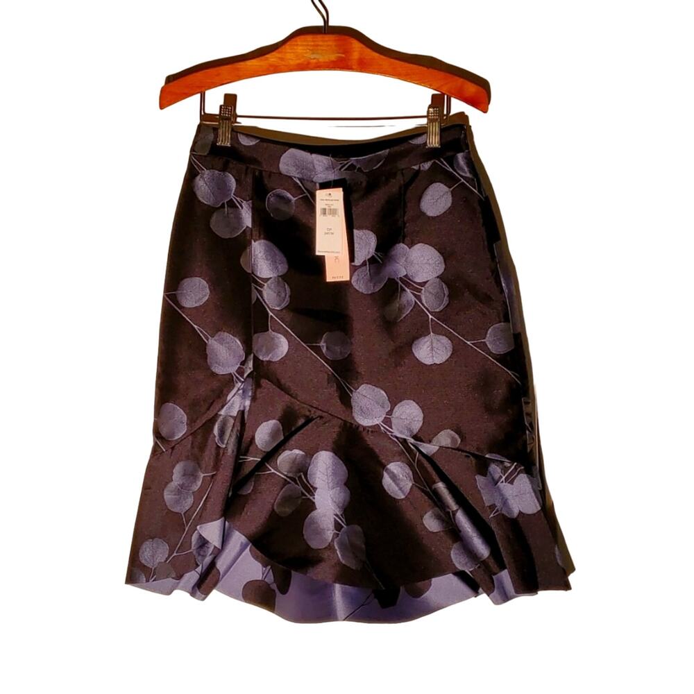 Banana Republic blue shimmery leaf Vine skirt NWT 0 petite